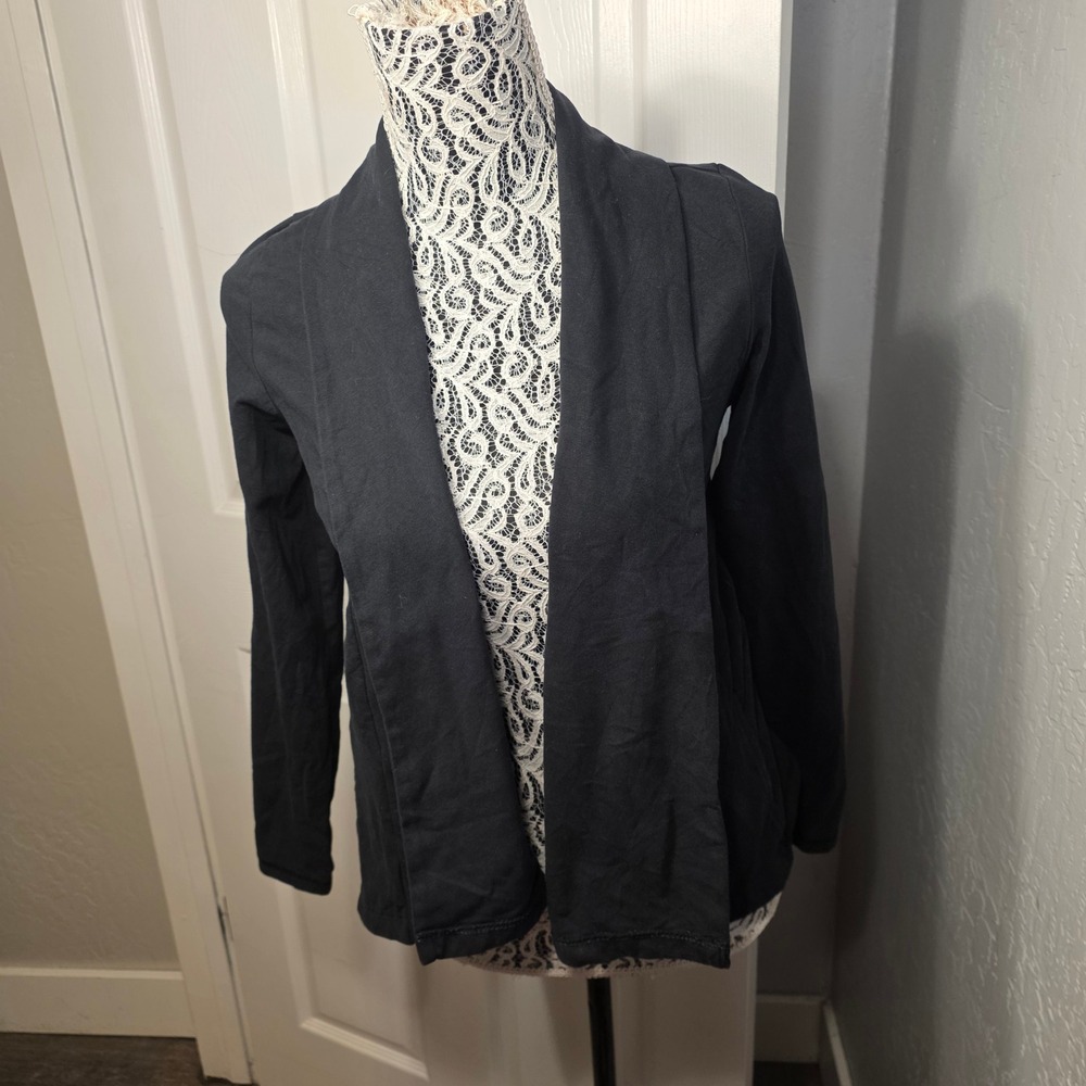 Open Front Black Dark Grey Blazer Business Casual Layering Jacket Minimalist